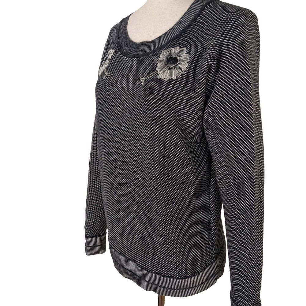 Margaret OLeary Womens XS Black Cotton Pullover Embroidered Applique Sweater - Picture 3 of 8